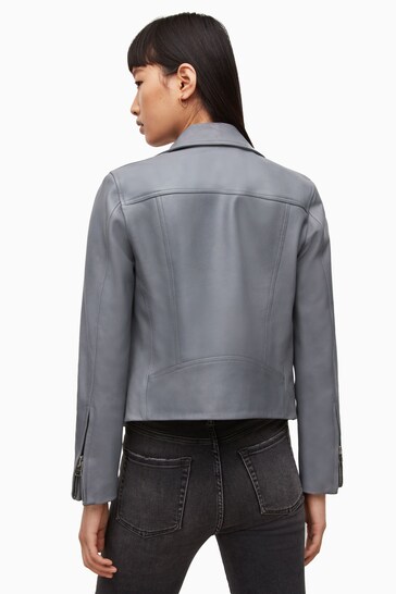 AllSaints Grey Dalby Biker Jacket