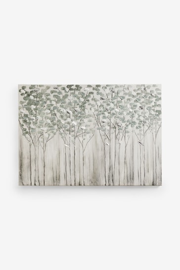 Sage Green Large Trees Landscape Canvas Wall Art