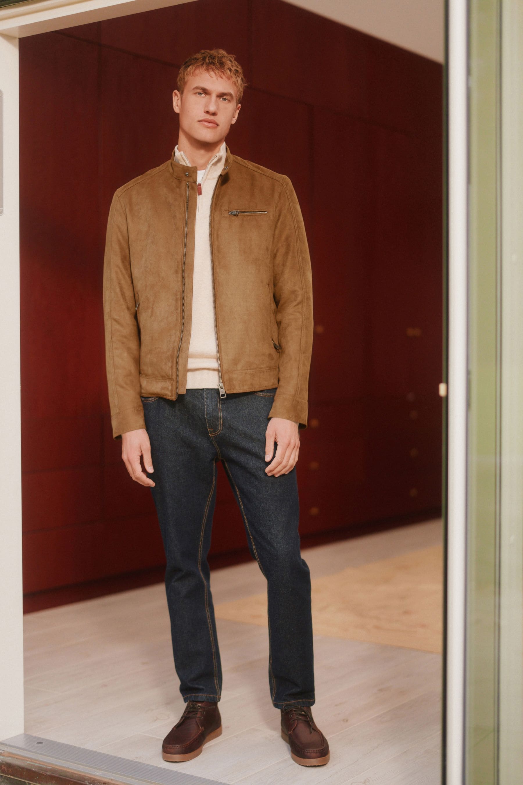 Faux sale suede biker
