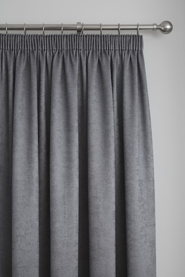 Fusion Charcoal Grey Galaxy Light Reducing Pencil Pleat Curtains