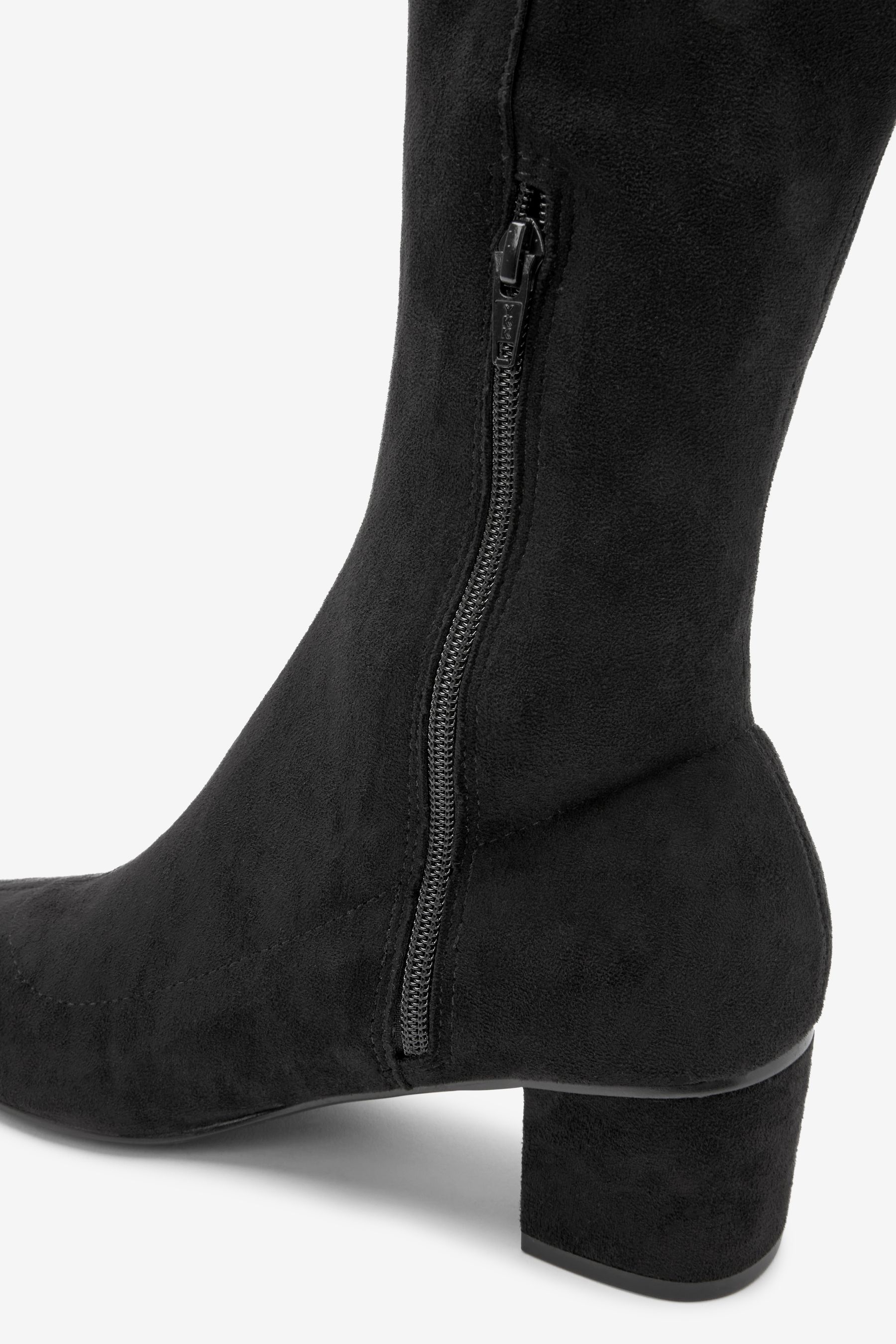 Buy Black Regular Wide Fit Forever Comfort Sock Block Heel Knee