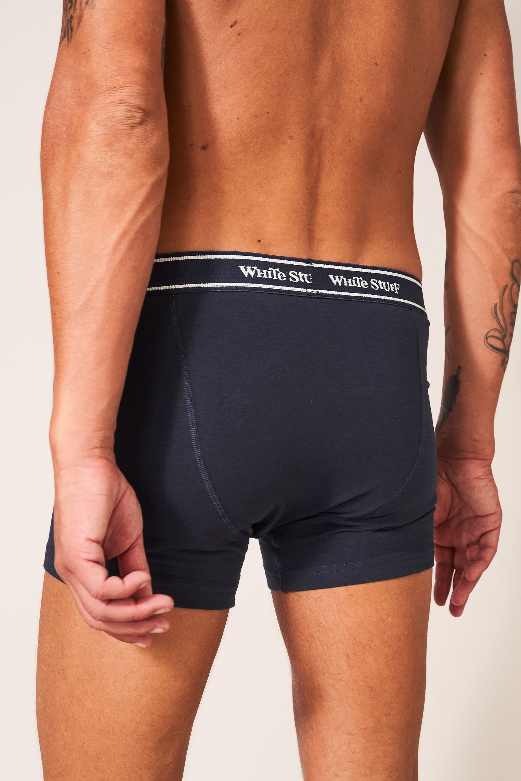 Buy White Stuff Blue Plain And Stripe Boxers 2 Pack from the Next