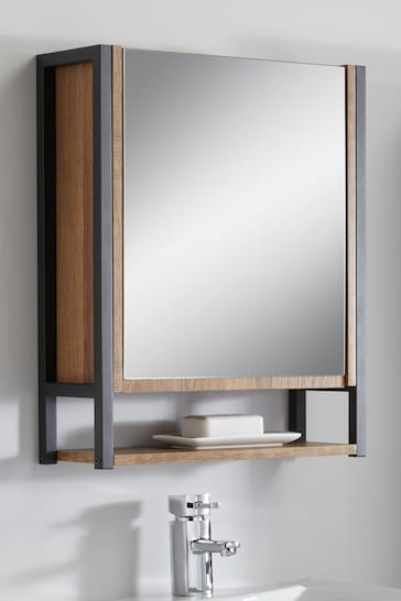 Lloyd Pascal Natural Margot Natural Oak Effect Single Door Mirror Cabinet