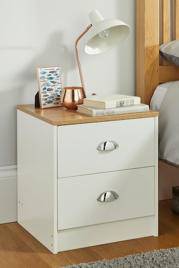 Lloyd Pascal Cream Stratford 2 Drawer Cup Handle Bedside Table