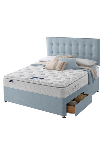 Silentnight Blue Miracoil Geltex Pillowtop 2 Drawer Divan Bed Set