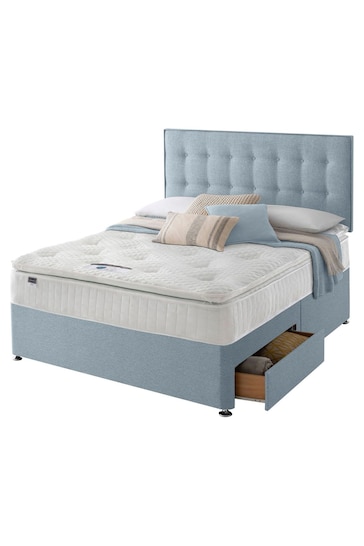 Silentnight Blue Mirapocket 1000 Geltex Pillowtop Mattress and 2 Drawer Divan Base Bed Set
