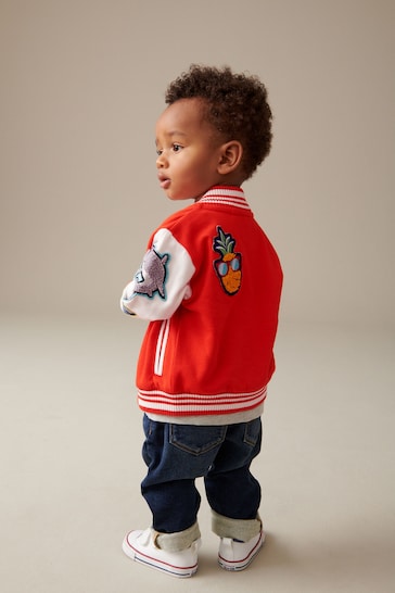 Bright Red Letterman Jacket (3mths-7yrs)