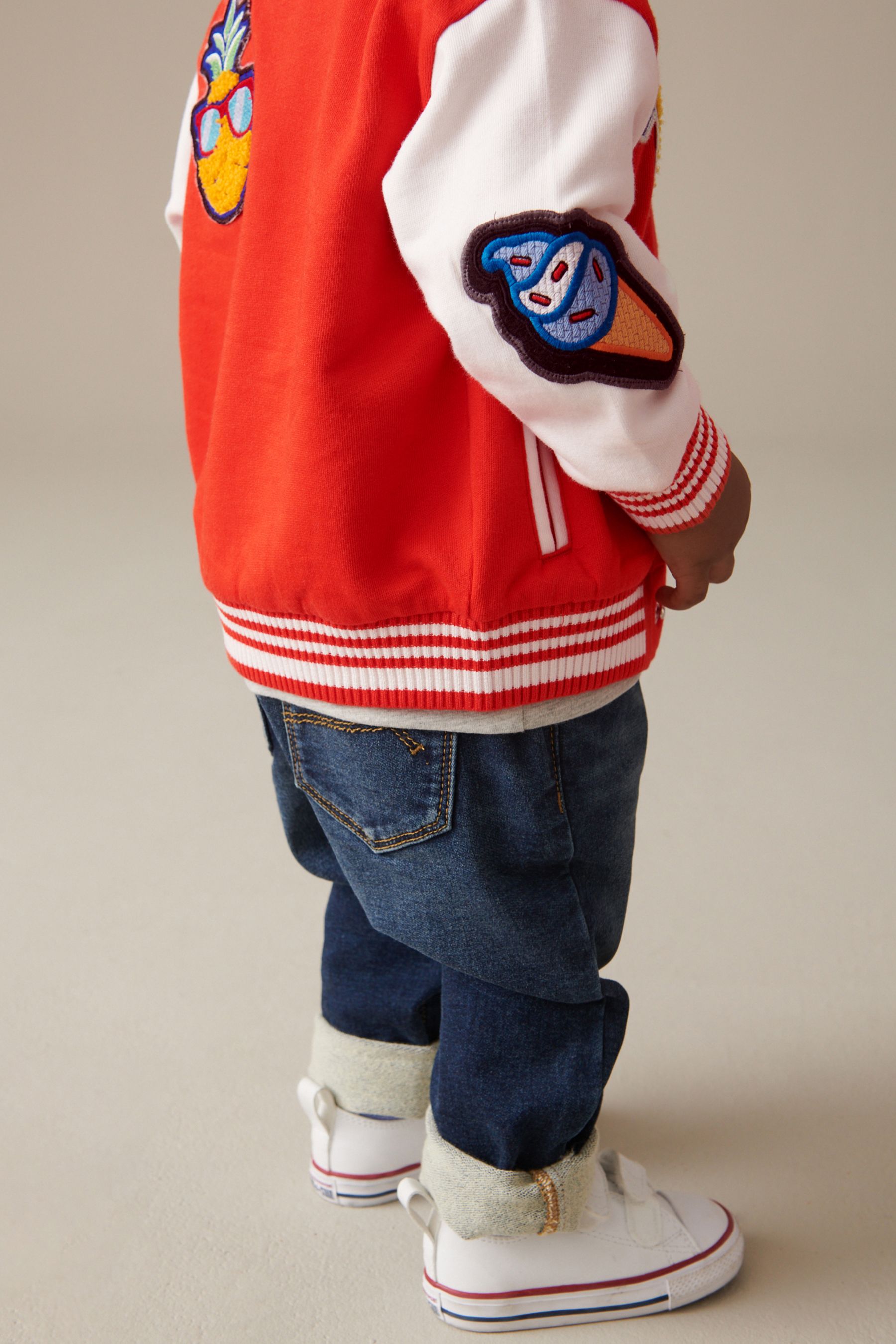 Red letterman jacket shop