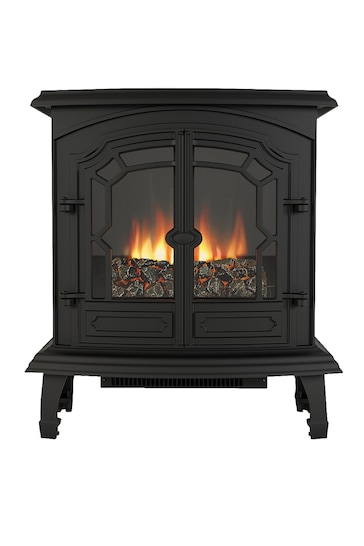 Be Modern Black Lincoln Cast Iron Electric Stove Fireplace