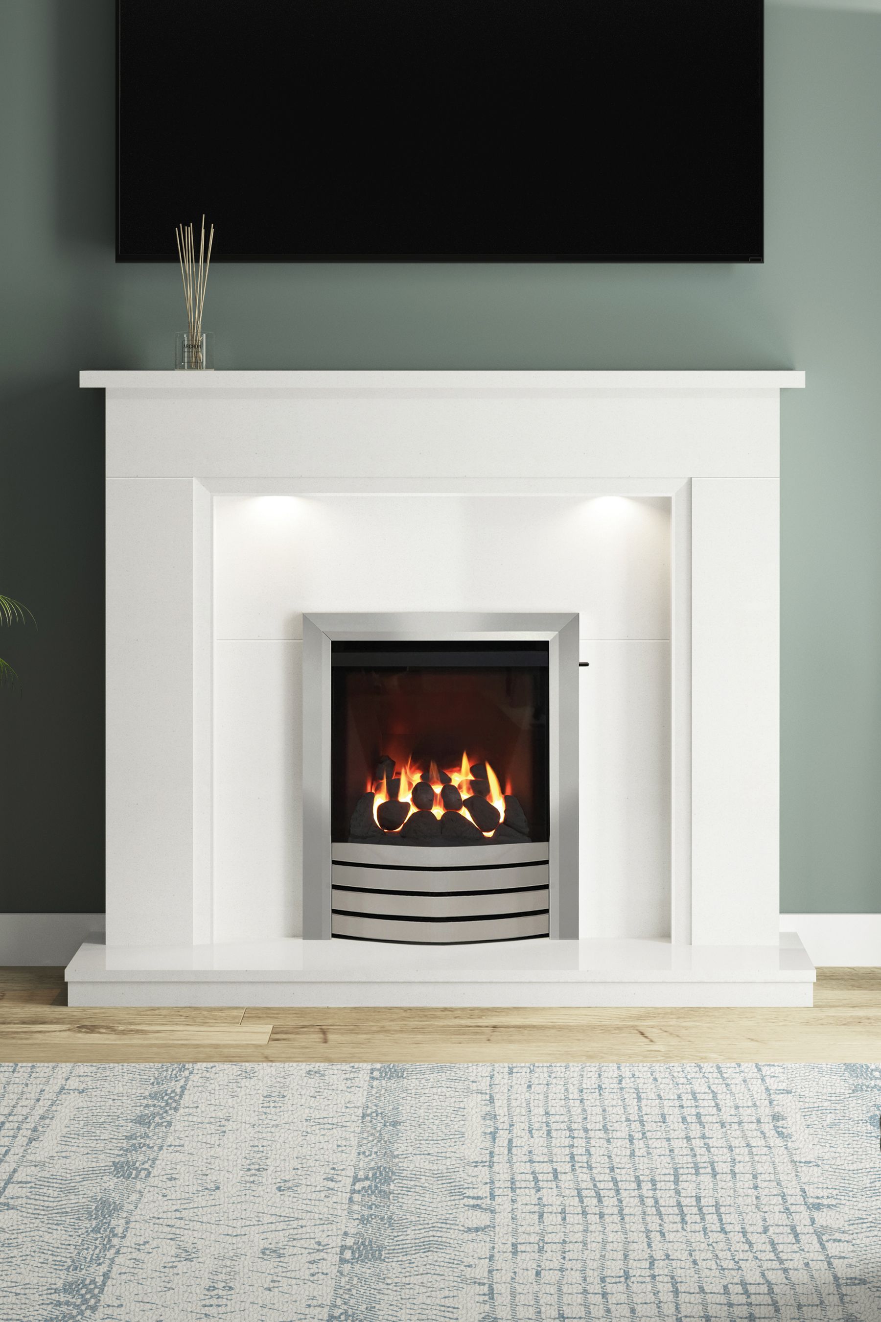 Buy Be Modern White Madalyn Marble Fireplace Surround from the