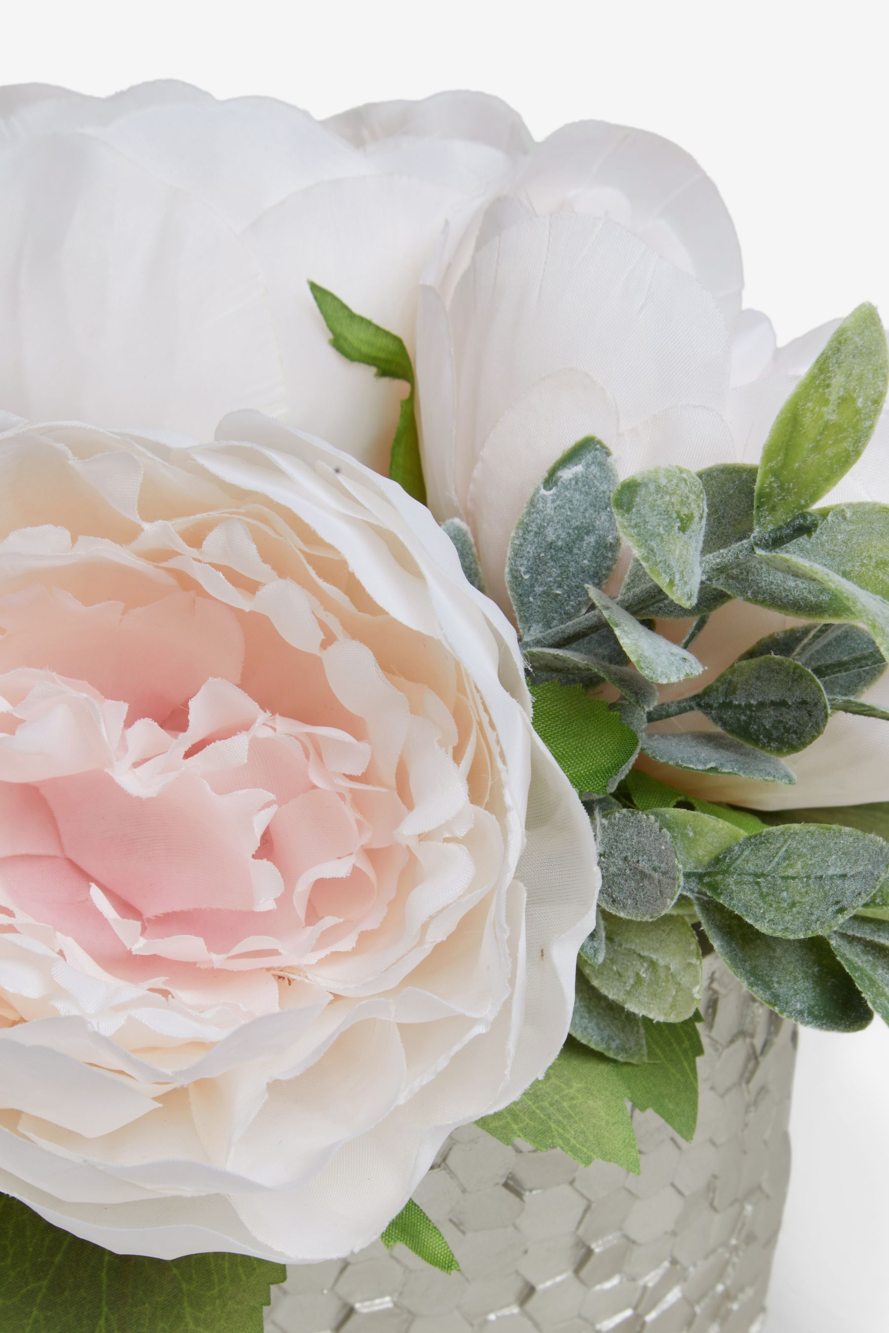 Buy Pink Artificial Peony Flowers In Silver Pot from the Next UK