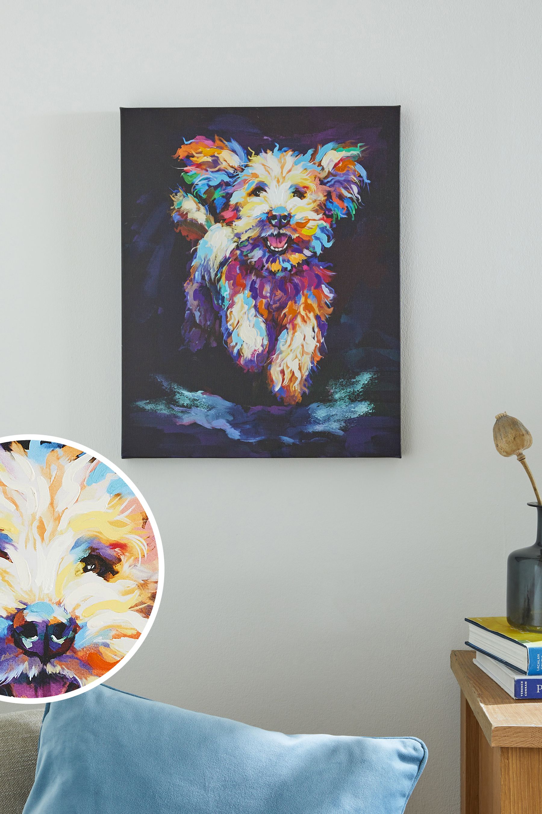 Multi Colour Small Cockapoo Dog Canvas Wall Art