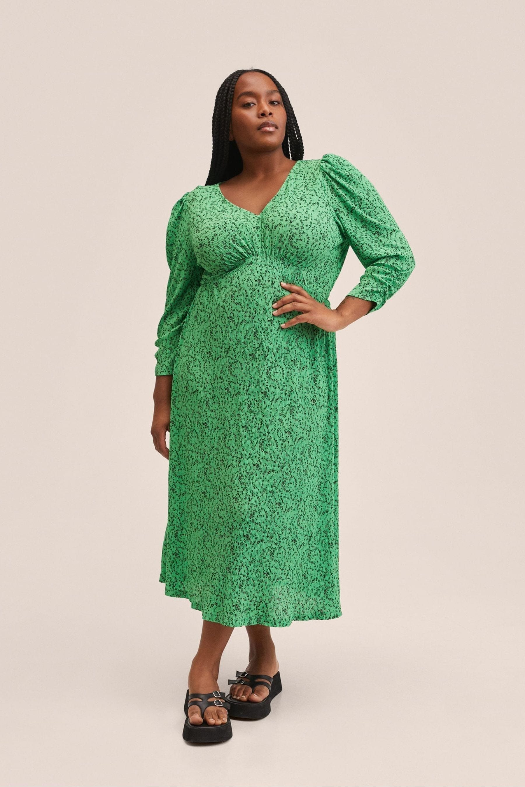 Mango printed pleated dress top