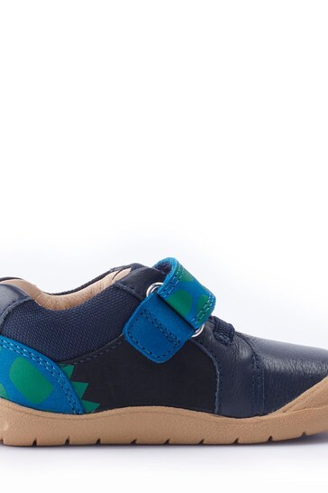 Start-Rite x JoJo Companion Dinosaur Navy Leather Riptape First Walker Shoes