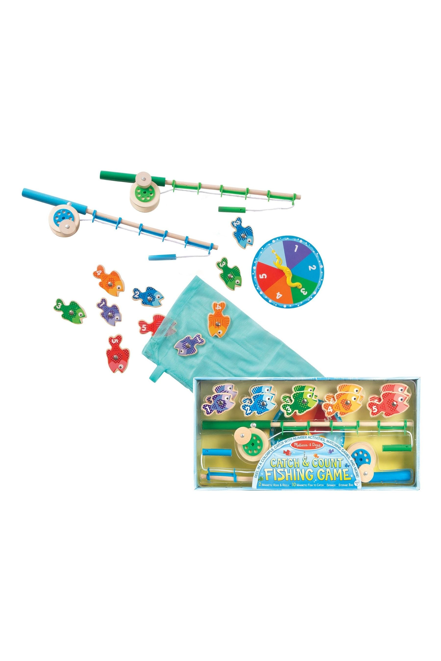 Melissa & doug catch & count wooden fishing game with 2 magnetic rods hotsell