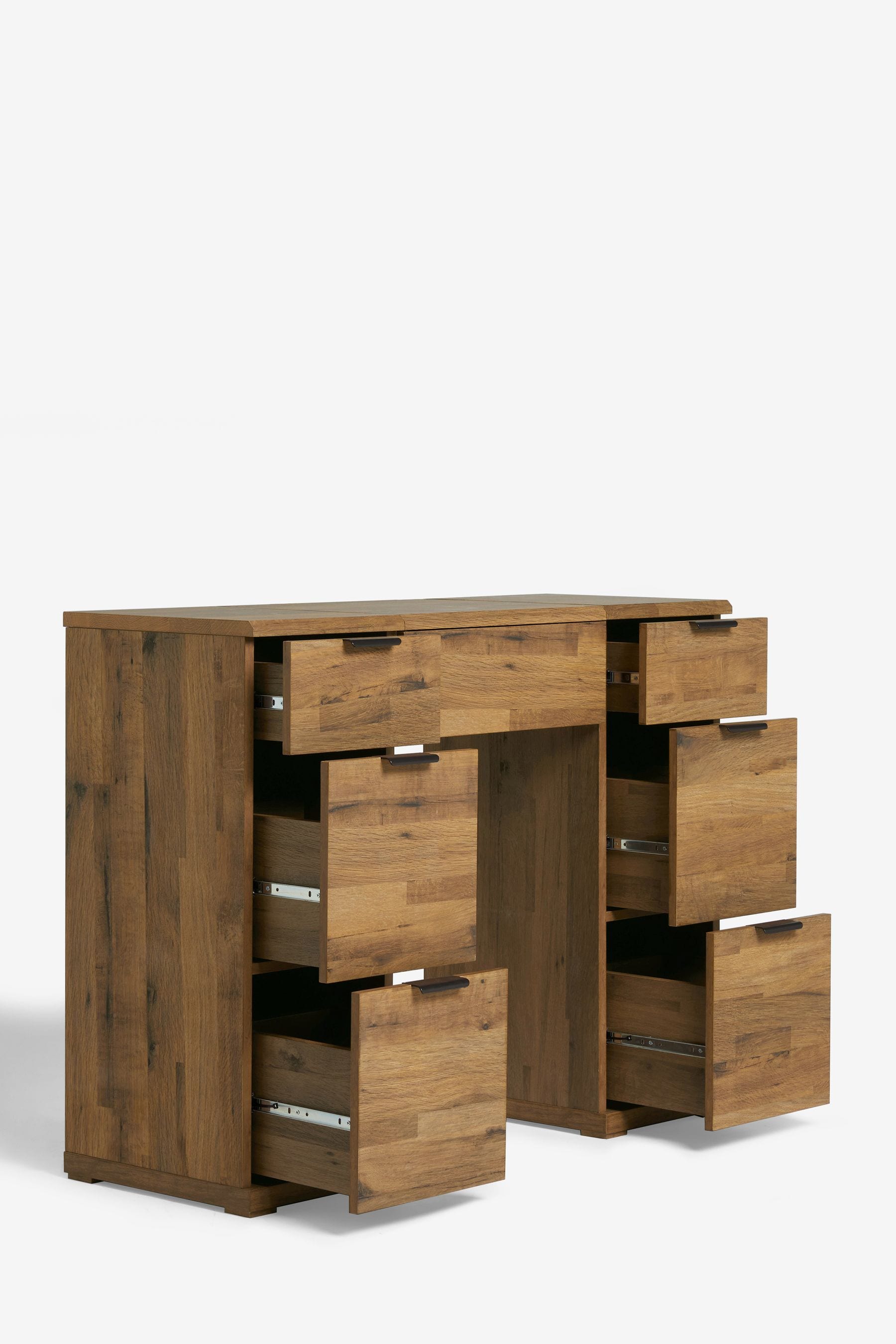 Dark Bronx Oak Effect Space Saving Storage Console Dressing Table