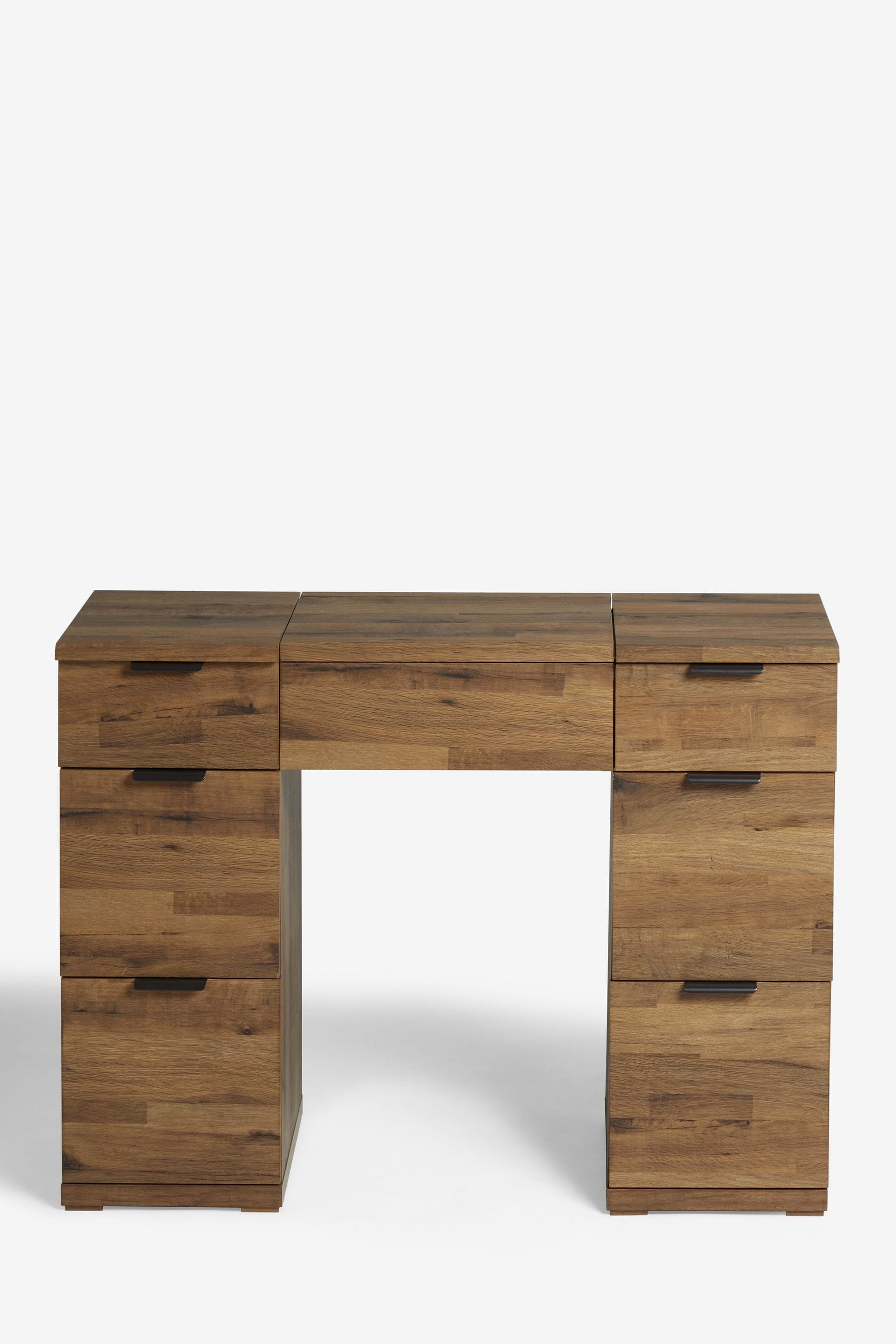 Dark Bronx Oak Effect Space Saving Storage Console Dressing Table