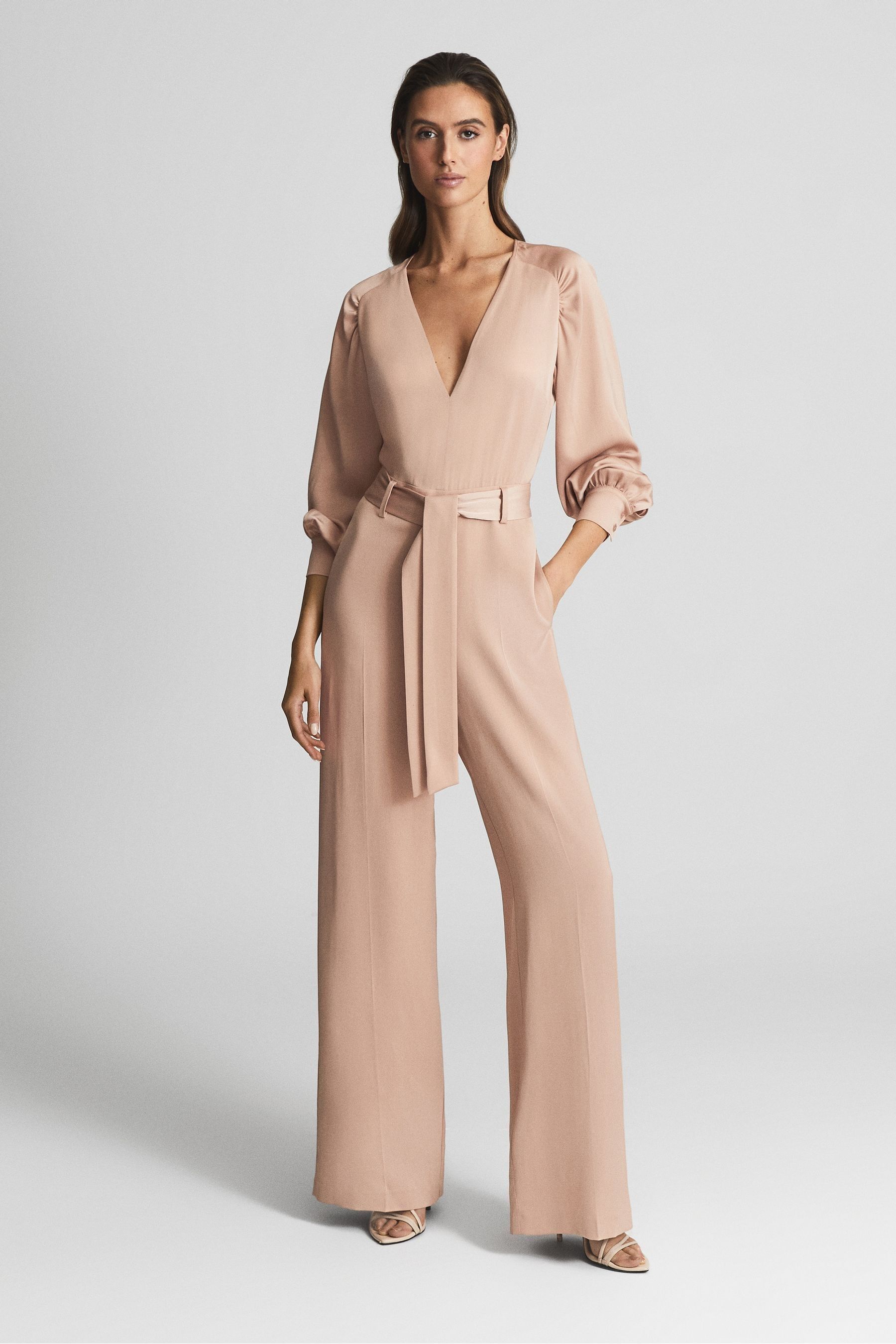 Buy Reiss Pink Elsa Long Sleeve Wide Leg Jumpsuit from the Next UK online shop
