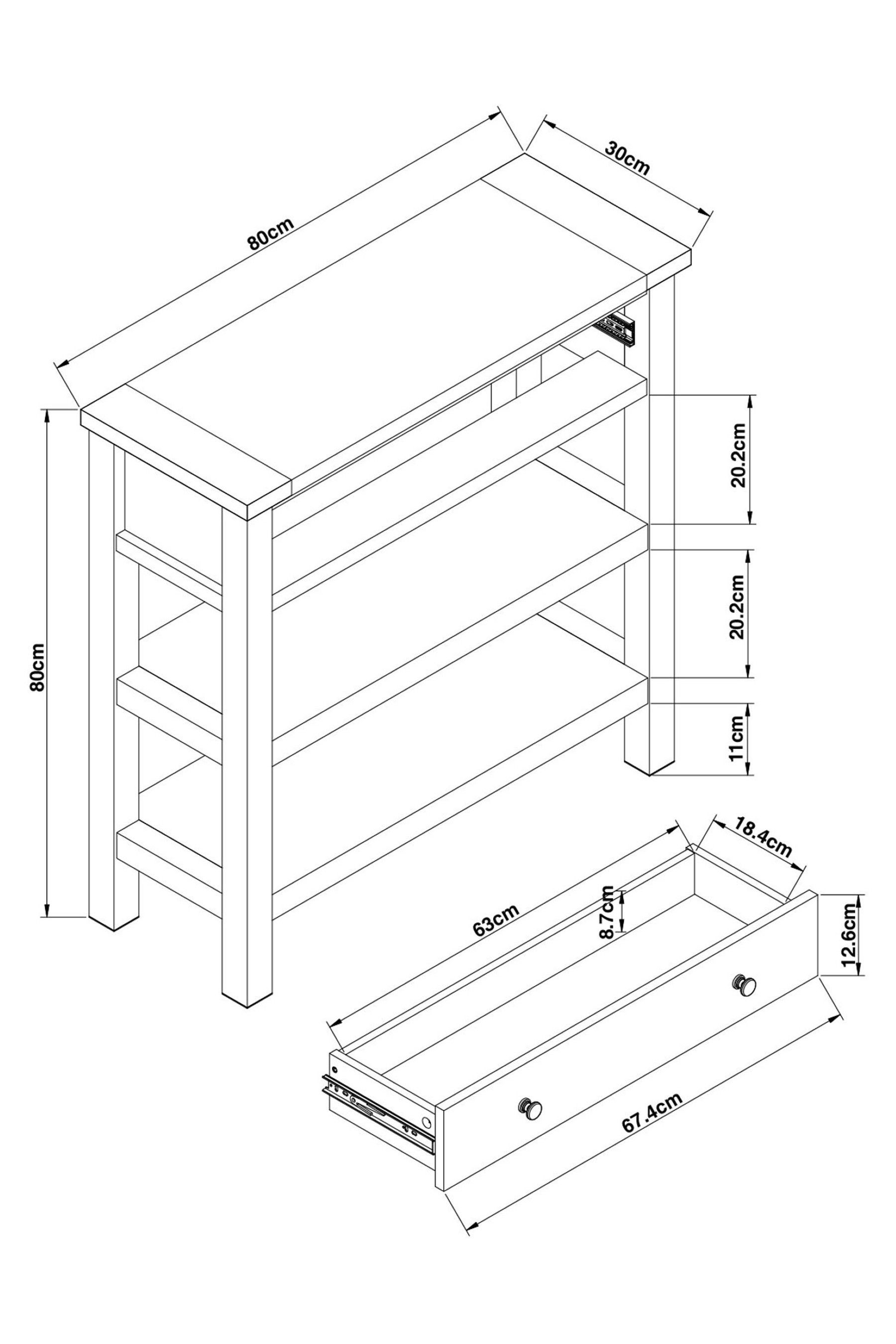 Dove Grey Malvern Oak Effect Space Saving Console