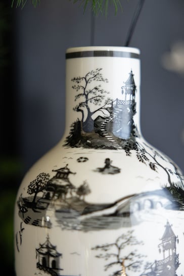 Rockett St George Black/White Willow Toile Bottle Vase