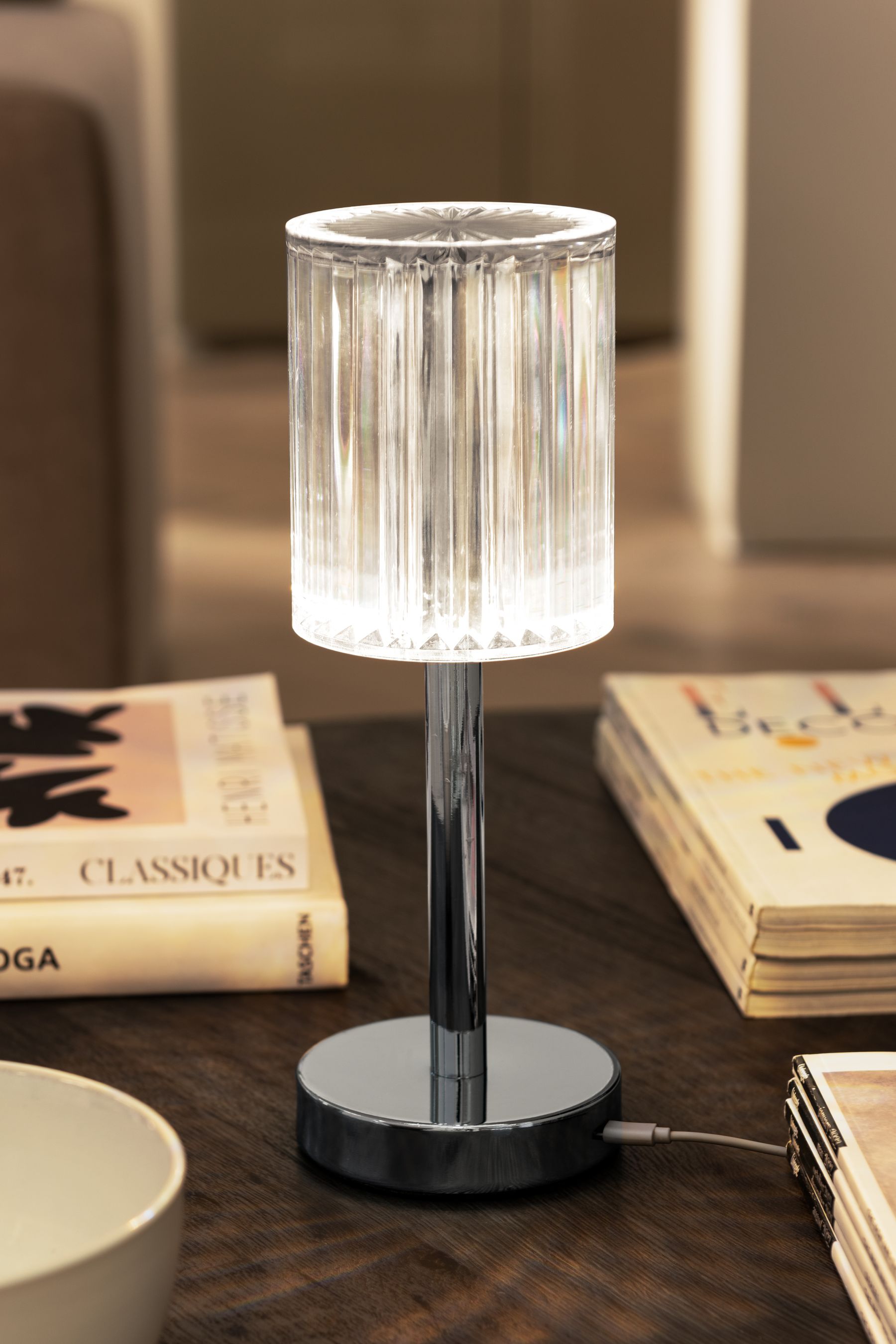 Buy Chrome Albus Battery Operated Ambient Table Lamp from the Next UK