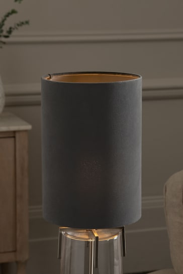 Charcoal Grey Cylindrical Velvet Light Shade
