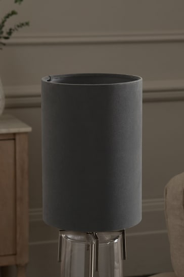Charcoal Grey Cylindrical Velvet Light Shade