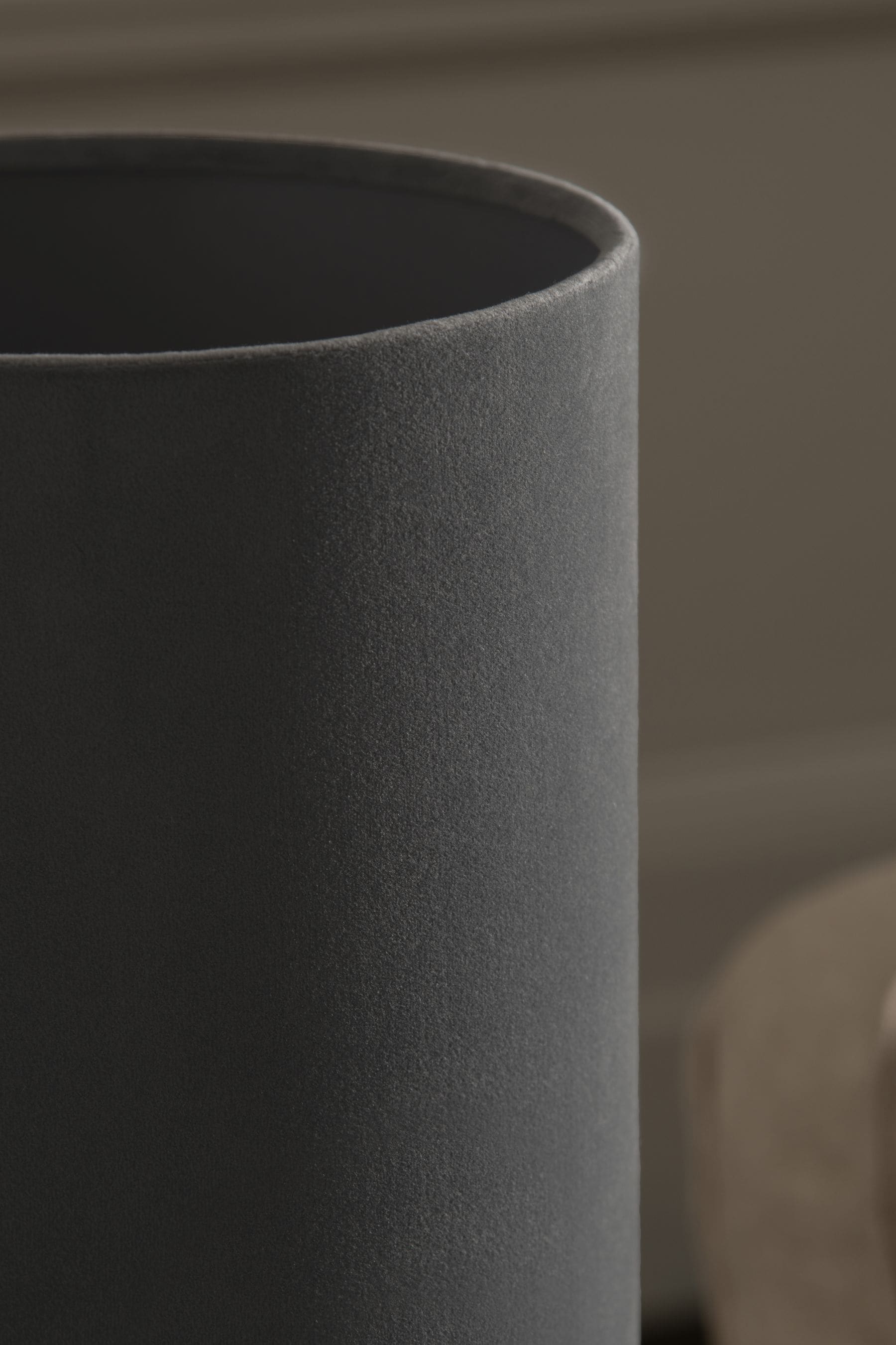 Charcoal Grey Cylindrical Velvet Light Shade