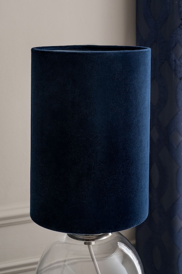 Navy Blue Cylindrical Velvet Light Shade