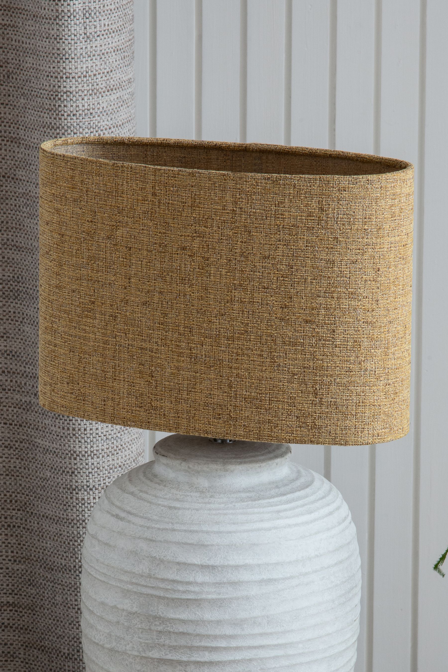 Ochre Yellow Oval Tweedy Plain Light Shade