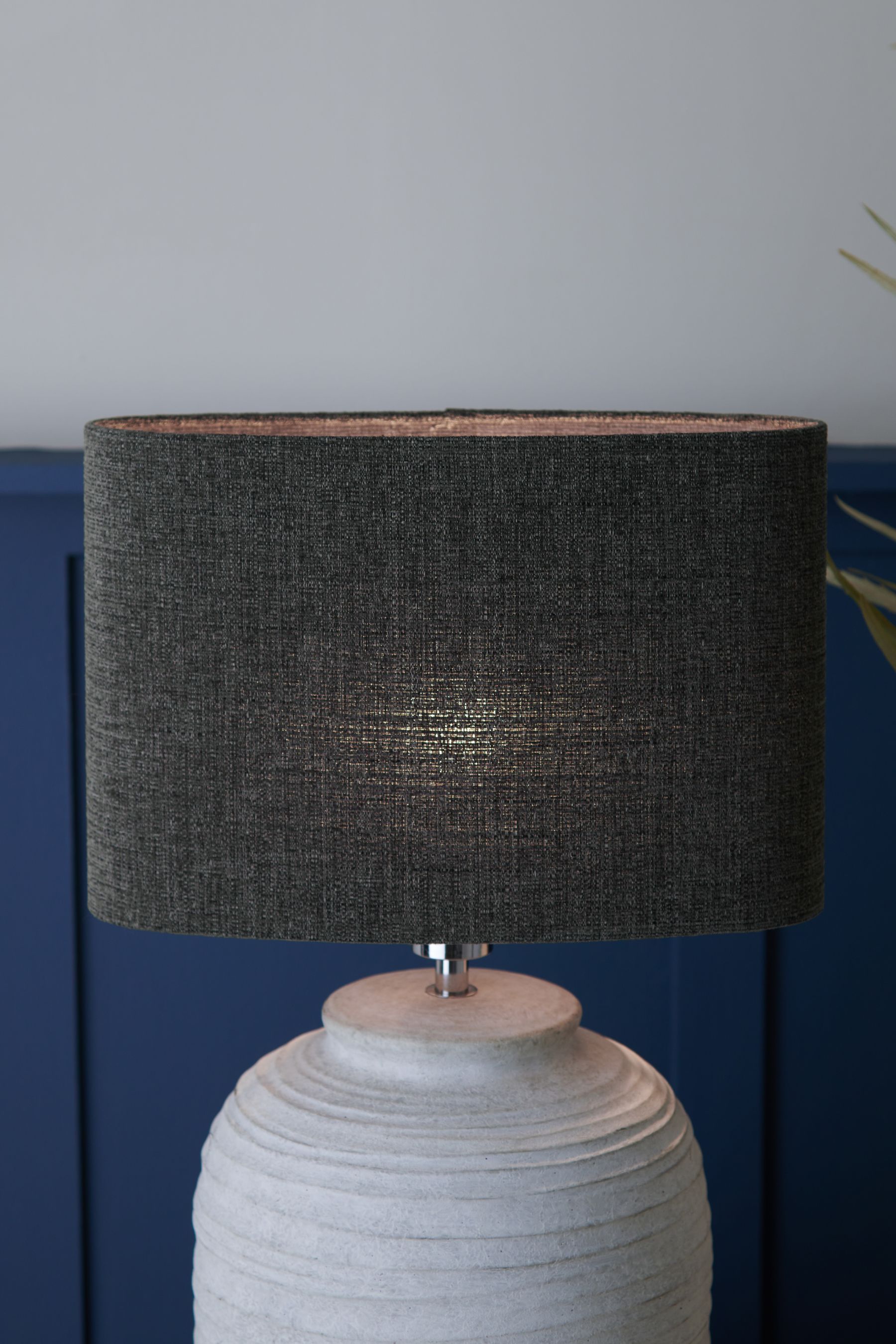 Buy Charcoal Grey Oval Tweedy Plain Light Shade from the Next UK