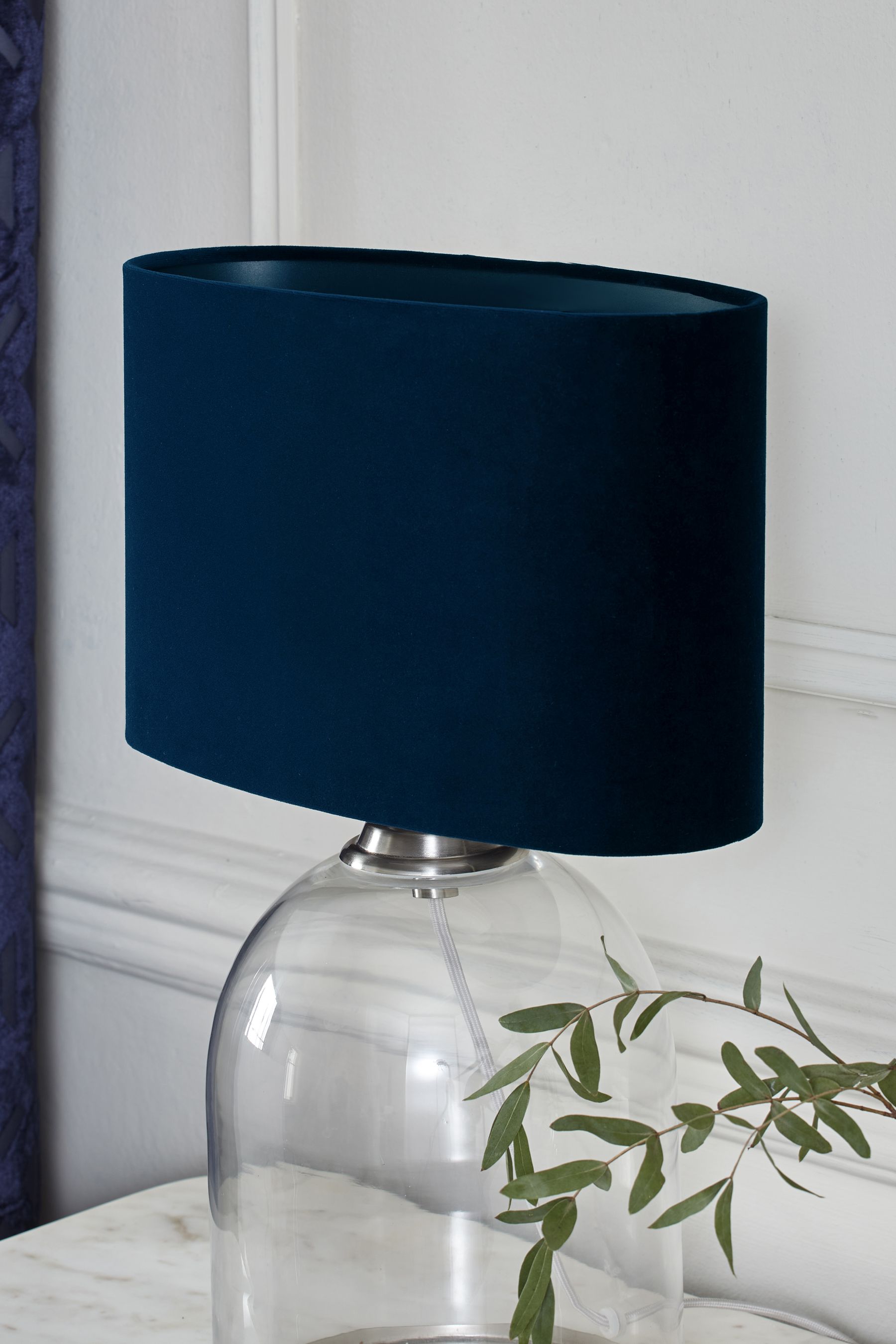 Navy oval clearance lamp shade