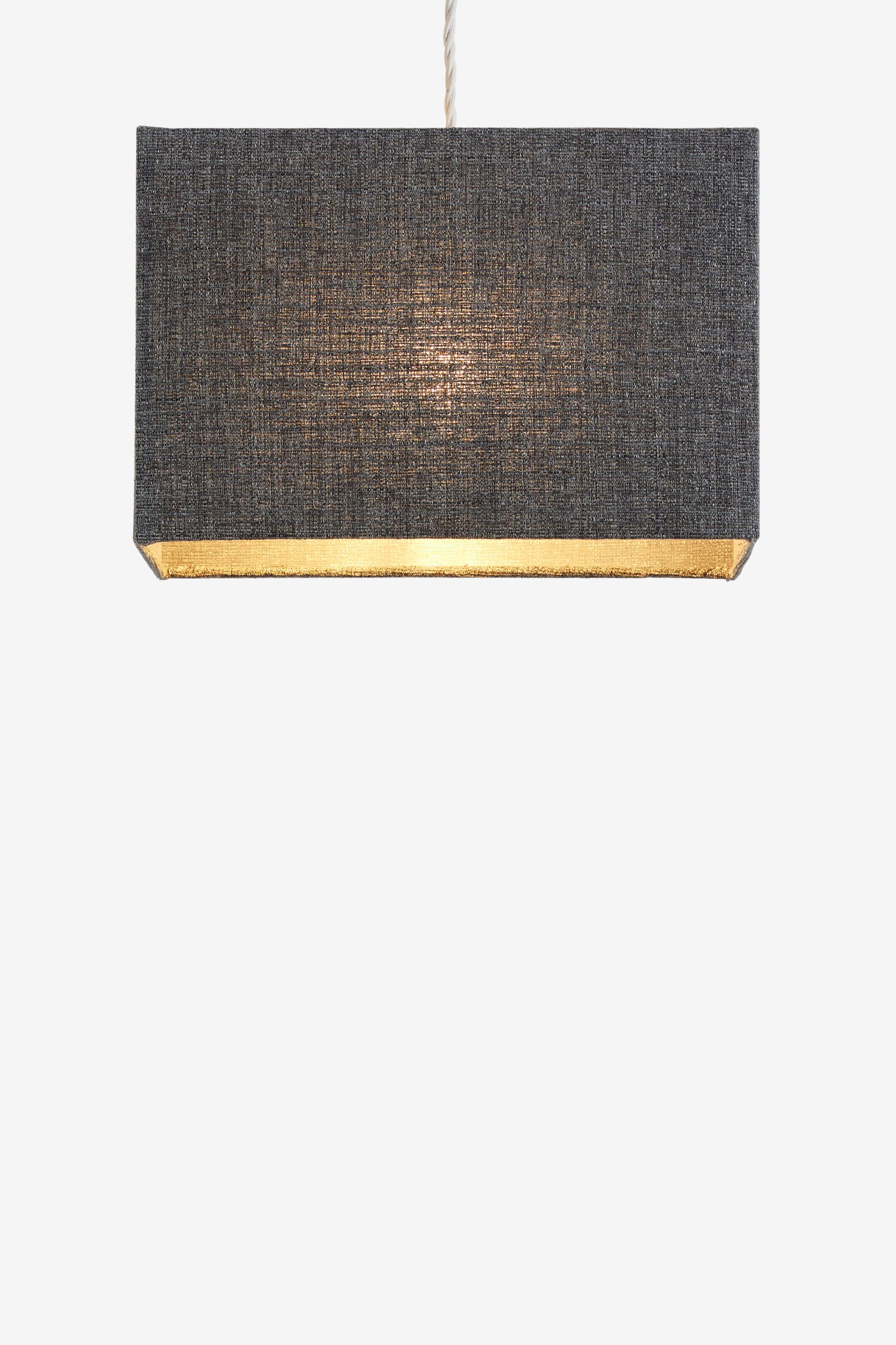 Charcoal Grey Rectangular Tweedy Plain Light Shade
