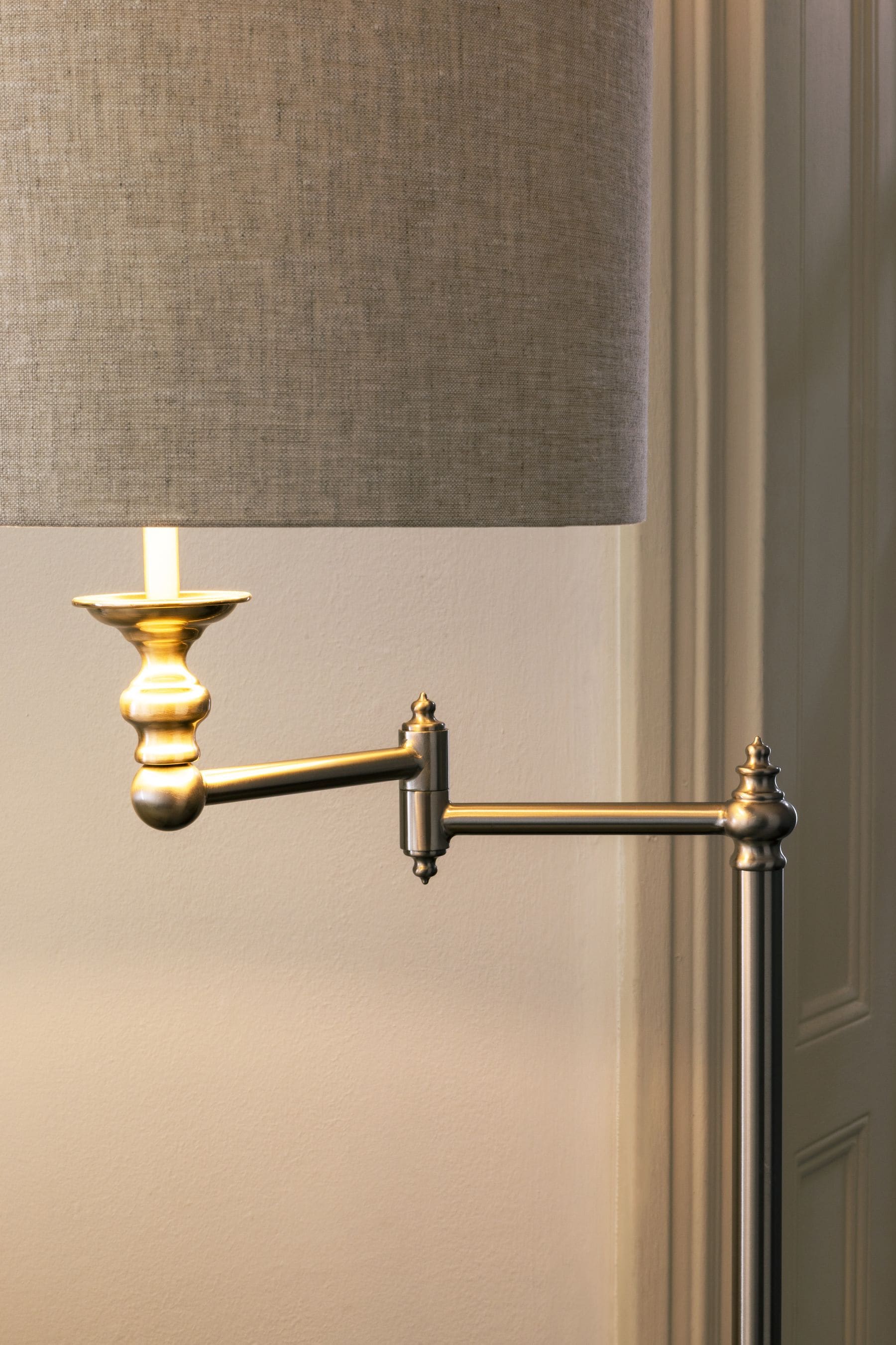 Brushed Chrome Burford Swing Arm Floor Lamp