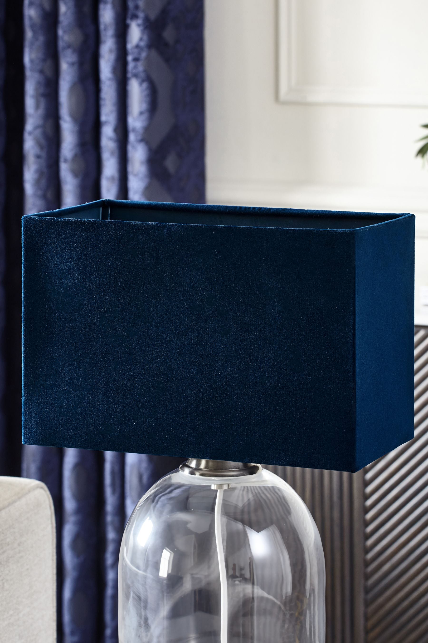 Buy Navy Blue Rectangular Velvet Light Shade from the Next UK