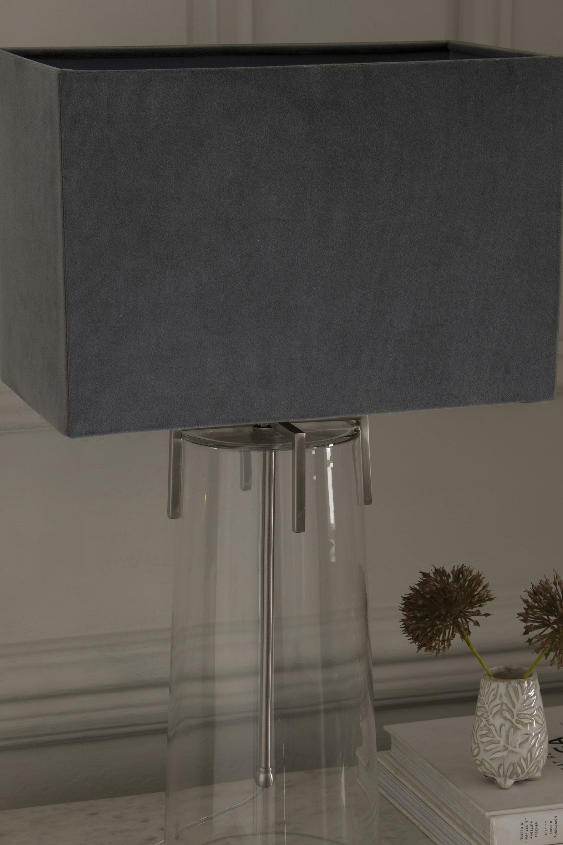 Dark grey store velvet lampshade