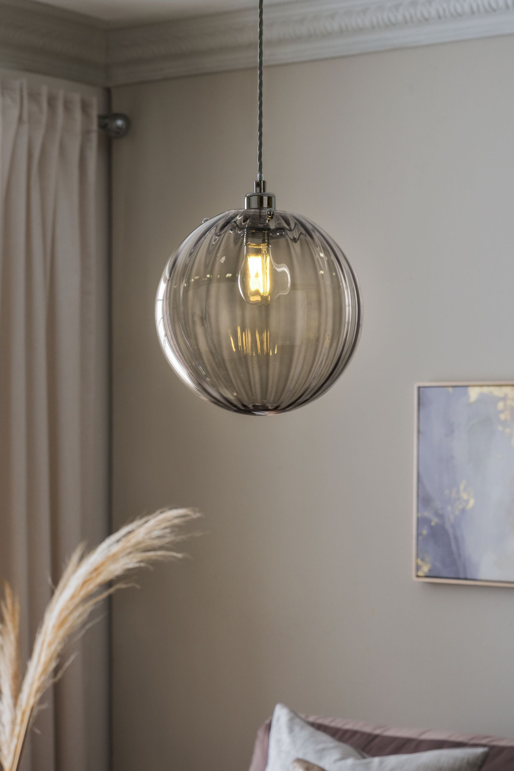 Buy Smoke Grey Bourton Easy Fit Pendant Lamp Shade from the Next