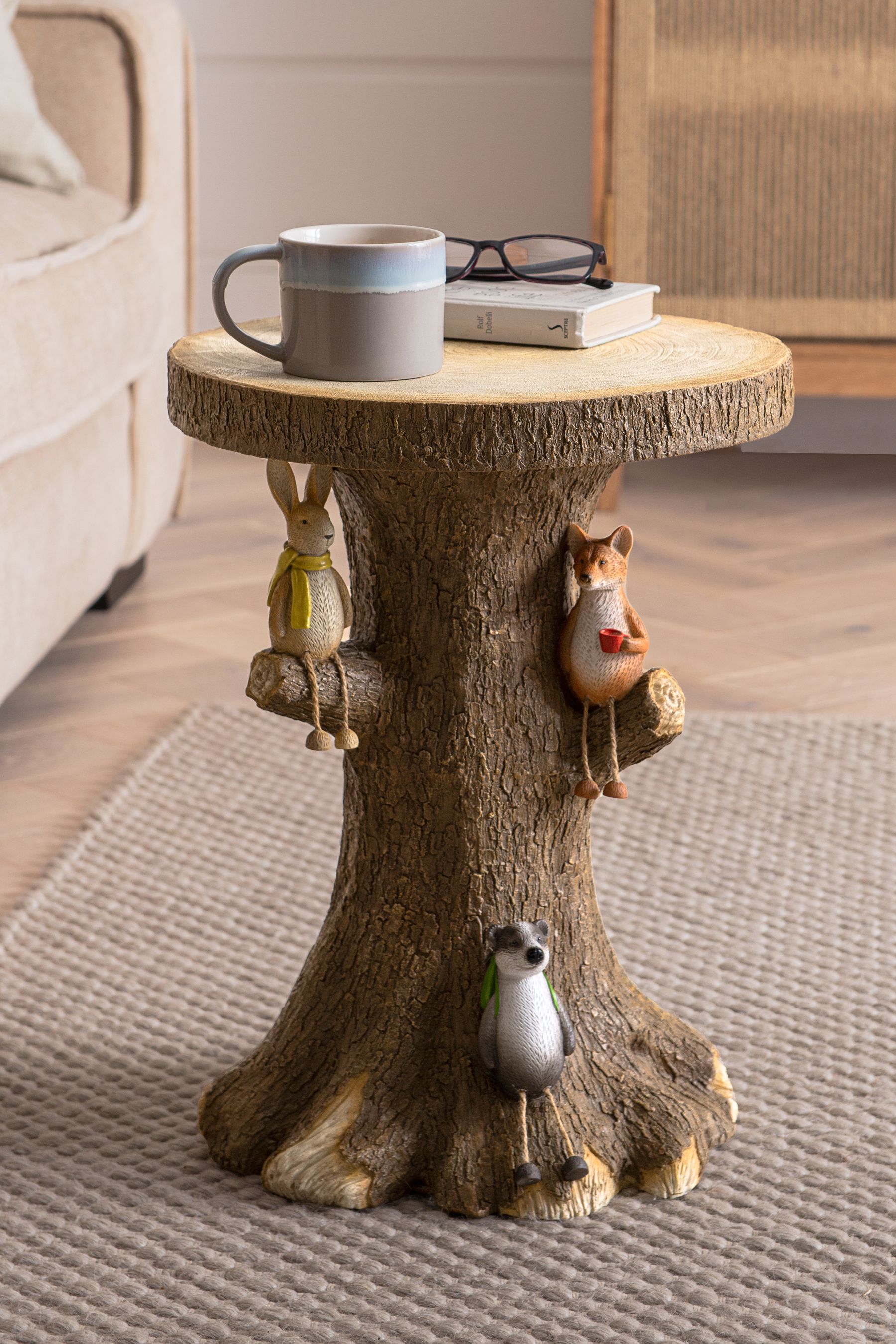Natural Woodland Animal Resin Side Table