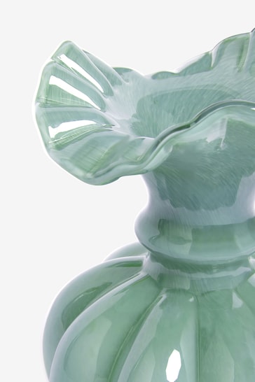 Shabby Chic Green Ruffle Vase