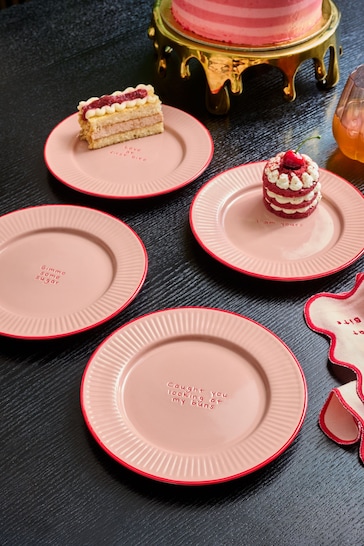Rockett St George Pink & Red First Bite Side Plates Set Of 4