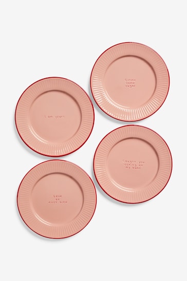 Rockett St George Pink & Red First Bite Side Plates Set Of 4