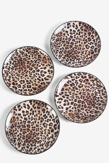 Rockett St George Set of 4 Natural Leopard Love Side Plates