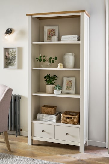 Cream Malvern Oak Effect Bookcase Shelf