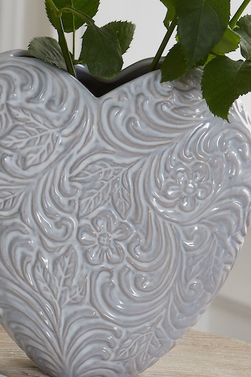 Grey Vintage Heart Ceramic Flower Vase