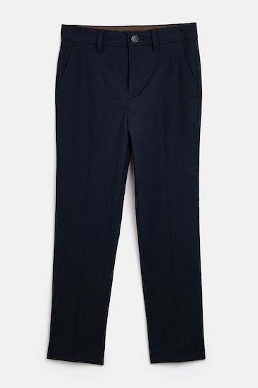 River Island Navy Blue Boys Suit Trousers