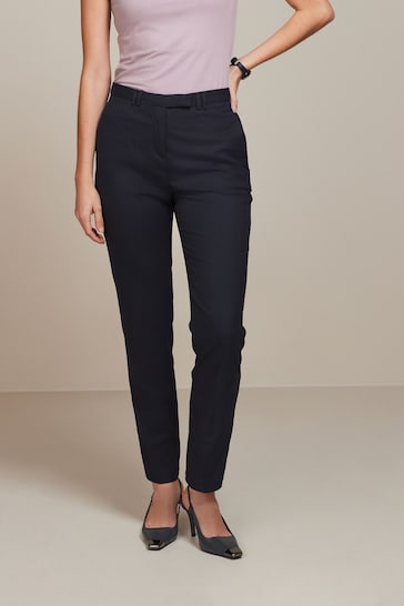 Navy Blue Slim Tailored Trousers