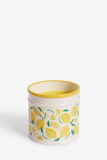 Yellow Lemon & Citronella Ceramic Outdoor Candle