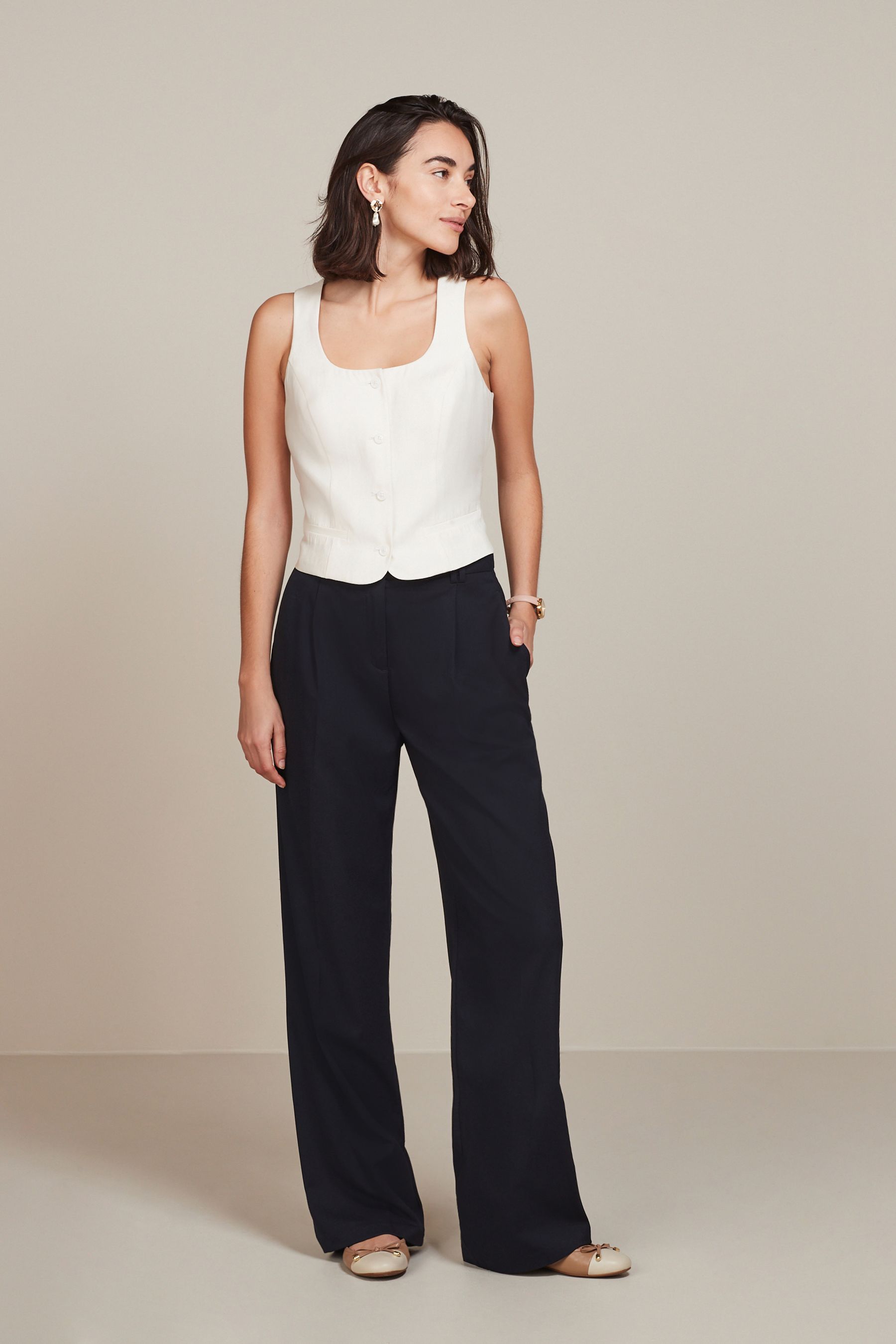 Buy Fred Perry Women Navy Wide Leg Trousers Online - 692520 | The Collective