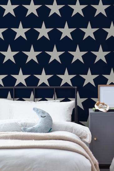 Navy Blue Stars Wallpaper Sample Paste The Wall