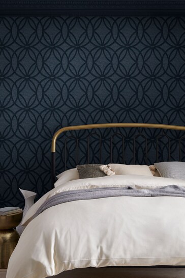 Navy Next Geometric Luxe Wallpaper Sample Wallpaper